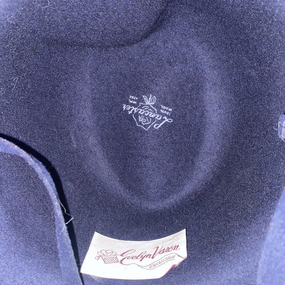 Evelyn Varon Dark Navy Blue Lancaster 100% wool hat - Picture 2 of 8